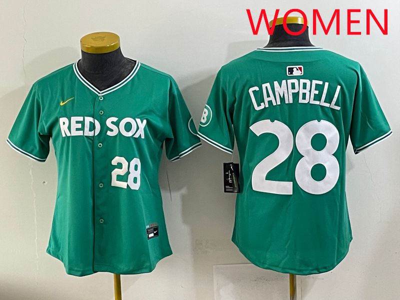 Women 2025 Boston Red Sox #28 Campbell Dark Green Joint Name Nike MLB Jersey style 3